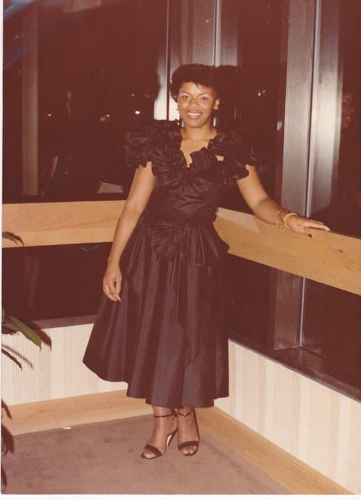 Celia in a black dress